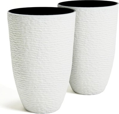 Worth Garden 2-Pack 21'' H. White Tall Planters - Without Inside Pots, 