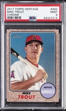 2017 TOPPS HERITAGE CHROME #450 MIKE TROUT #/999 PSA 9