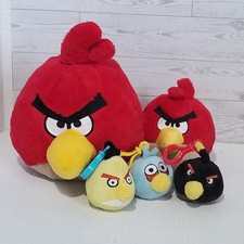 Vtg 2010 2011 Angry Birds Plush Lot 8" 5" RED 3 Small Beak Clips Commonwealth