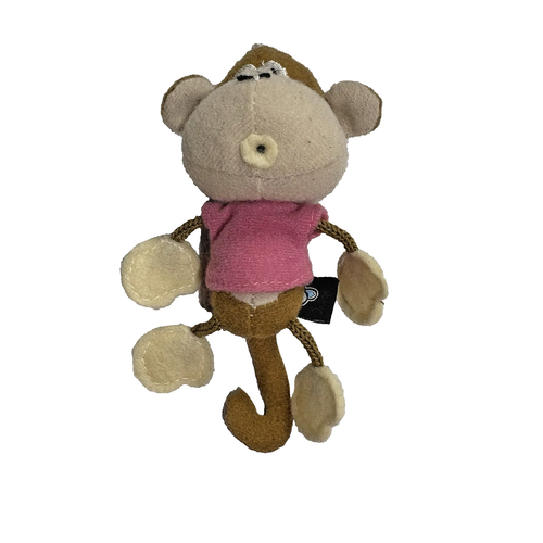 Vintage Bobby Jack Monkey Plush Christmas Ornament Pink Shirt