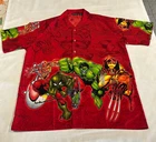 Marvel Characters Button up Shirt  Size XL Spiderman Hulk Wolverine