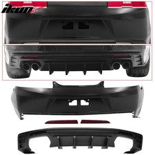 For 14-15 Chevy Camaro 6th Zl1 Style Rear Bumper 3pc Quad Diffuser W Reflector For 14-15 Chevy Camaro 6th Zl1 Style Rear Bumper 3pc Quad Diffuser W Reflector