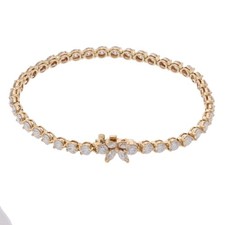 TIFFANY & Co. Women Bracelet K18 Yellow Gold YG diamond Victoria Line Bracelet