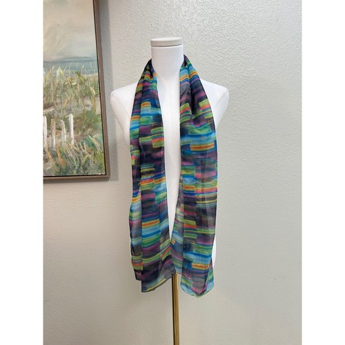 Abstract Brushstroke Sheer Scarf Rainbow Art Print