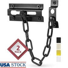 Reinforced Steel Door Chain Lock Child Safe Easy Installation Security Guard 2pc