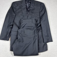 Jos. A Bank Signature Men's Wool Black Brown Pinstripe Suit 2 Piece 42R 34x30