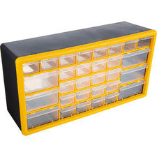 30-Drawer Plastic Small Parts Organizer - Desk or Wall Storage Drawers for Organ
