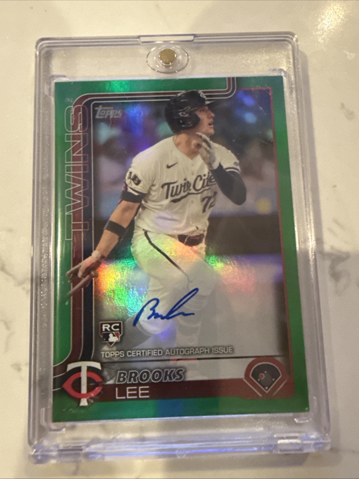 2025 Topps Brooks Lee Series 1 Rookie Real One Auto #317 Green Foil /99 RC