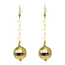 Disco Ball Earrings 60's 70'S Disco Punk Earrings for Women Jewelry long golden