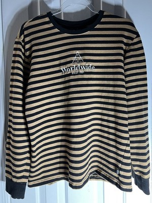 Huf Worldwide tan and black striped long sleeve