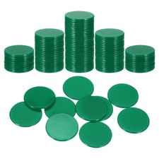 100Pcs 1.2 Inch Poker Chips, Bingo Chips Learning Counters, Dark Green, Flat
