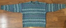 VTG Lake Harmony Rowing Club Teal Sweater Mens XL Wool Blend USA Made Fair Ise