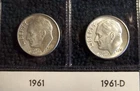 Roosevelt Dime lot  1961  P-D   90% Silver (Lot of 2)  (NR)
