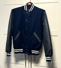 Vintage style Holloway varsity letterman jacket - Navy - Size: Medium