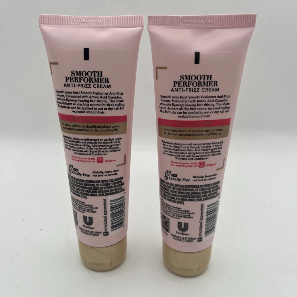 (2) Suave Smooth Performer Anti-Frizz Styling Crema Suavizante Control Brillo 4oz Foto 4 de 4