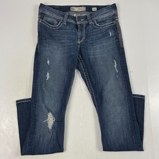 Buckle BKE Jeans Womens 30 x 31 1/2 Blue Payton Distressed Embroidered Dark Wash