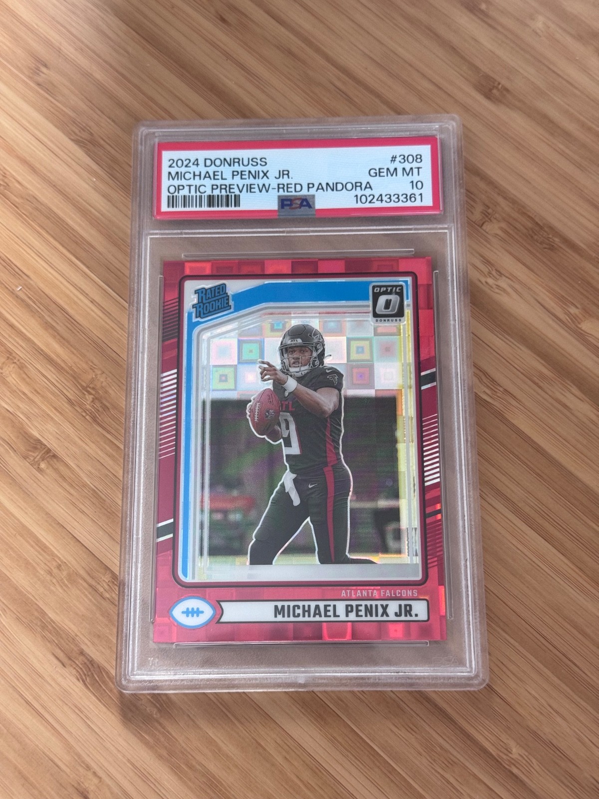 Michael Penix Panini Donruss #308 Optic Preview-Red Pandora