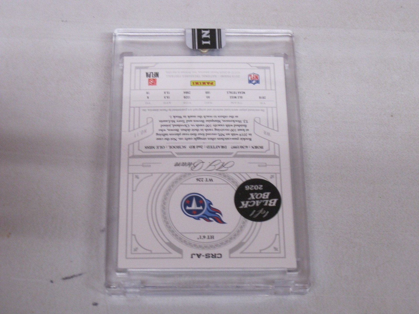 2019 National Treasures Crossover RPA Auto Patch A J Brown Black Box 1/1 RC view 2