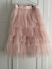 Women Layered Ruffles Tulle Skirt Elastic Wais Chicwish In Nude Pink NWT Size XL