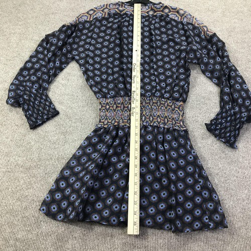 Ramy Brook Davey Dress Womens XS Silk Long Sleeve Smocked Waist Printed - Picture 10 of 20