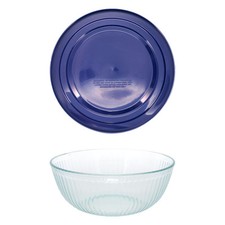 Pyrex (1) 7404 4.5qt Sculpted Glass Mixing Bowl with 7404-PC Blue Lid