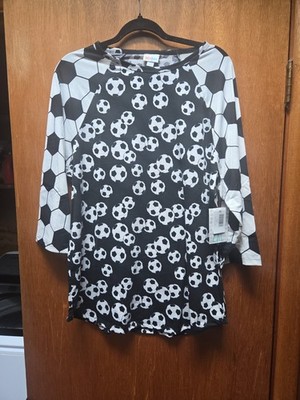 NEW Lularoe Women's Randy Soccer Ball Raglan Sleeve Long Sleeve T-Shirt Size 2XL