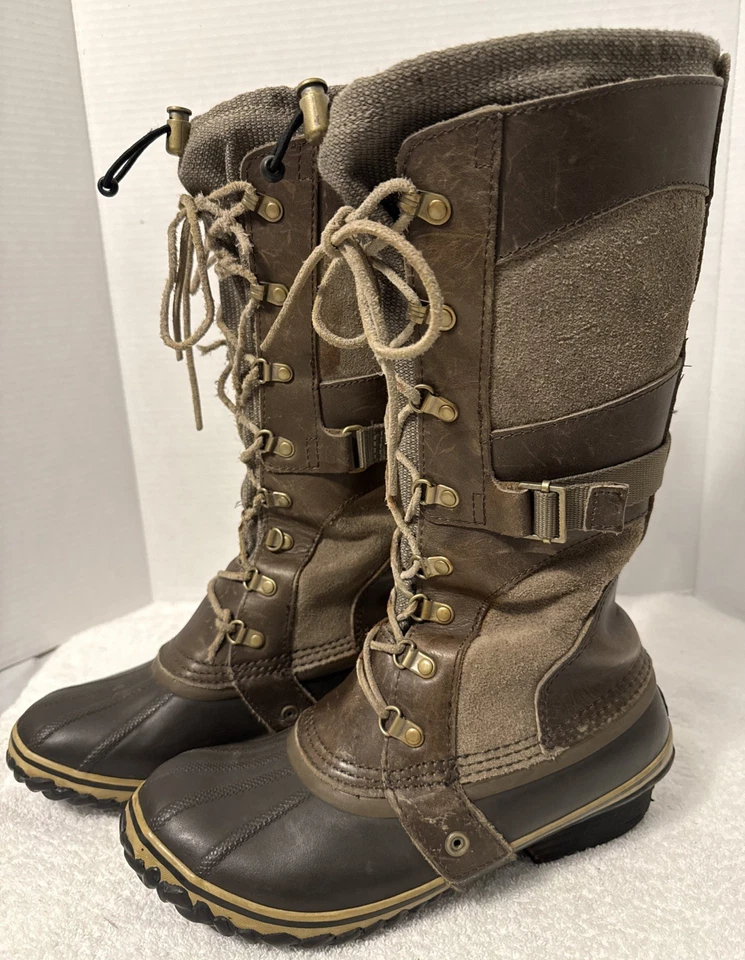 Sorel Conquest Carly Womens Brown Leather Waterproof Tall Boots Sz 10 NL2033-208 - Image 3 of 4