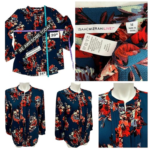 Lane Bryant Oberteil Cardigan Damen Größe 14-16 Blumenmuster Gitter Riegelärmel Arbeit Büro - Bild 7 von 13