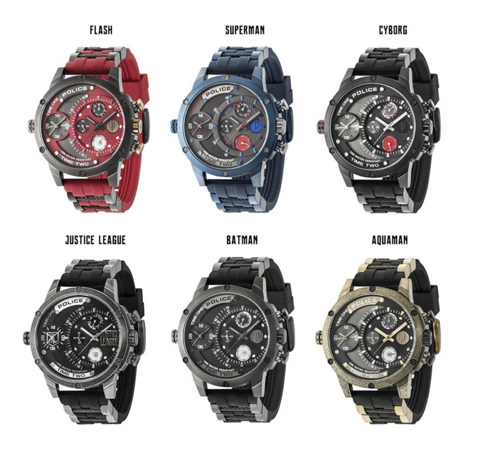 Raro Police x Justice League Marvel 1/500 Número Limitado Héroes Reloj Juego de Regalo Foto 4 de 4