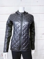 Skechers Performance Womens Quilted Hooded Jacket Size M Black Full Zip Pockets