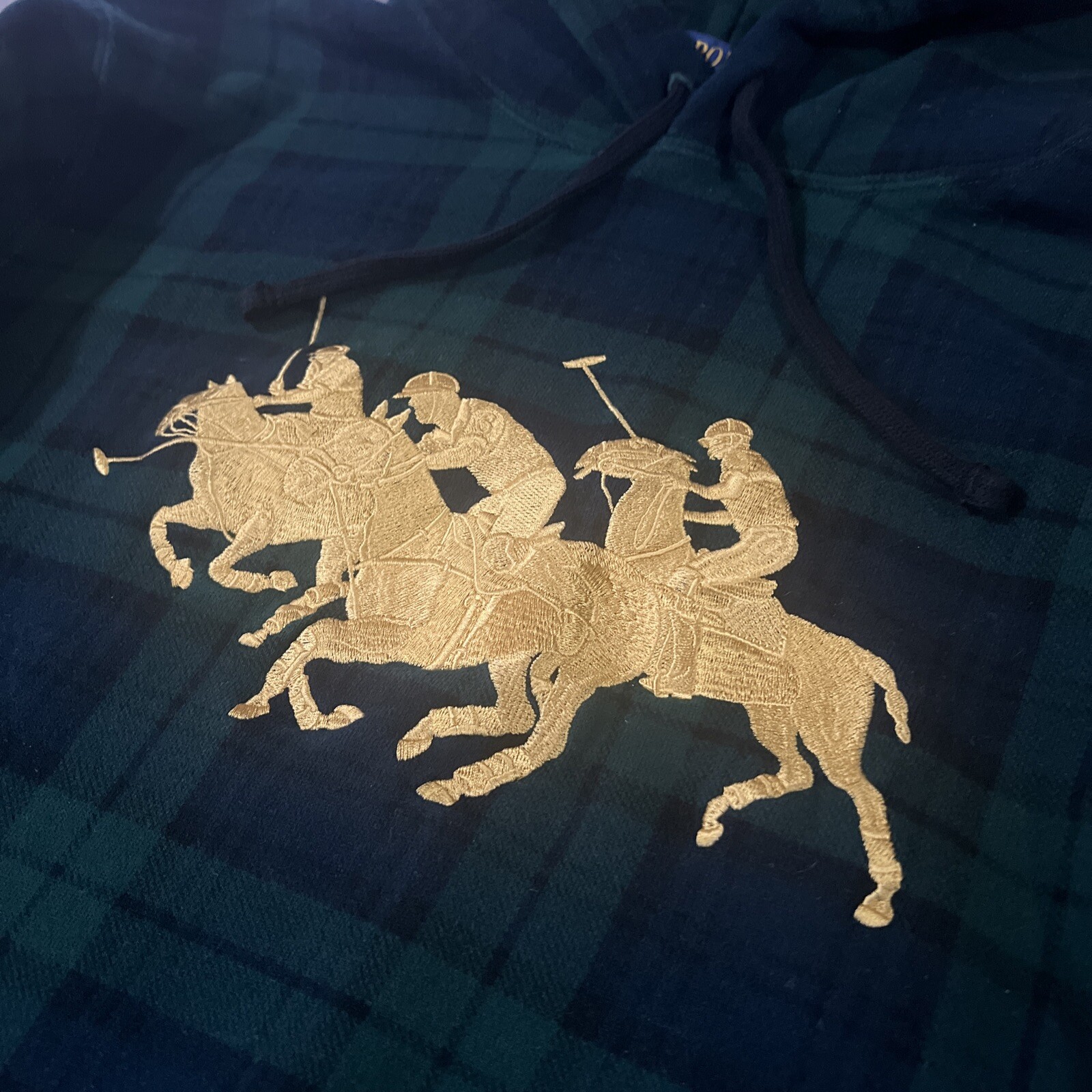 Felpa con cappuccio POLO RALPH LAUREN tartan plaid triplo pony pile Popover taglia S