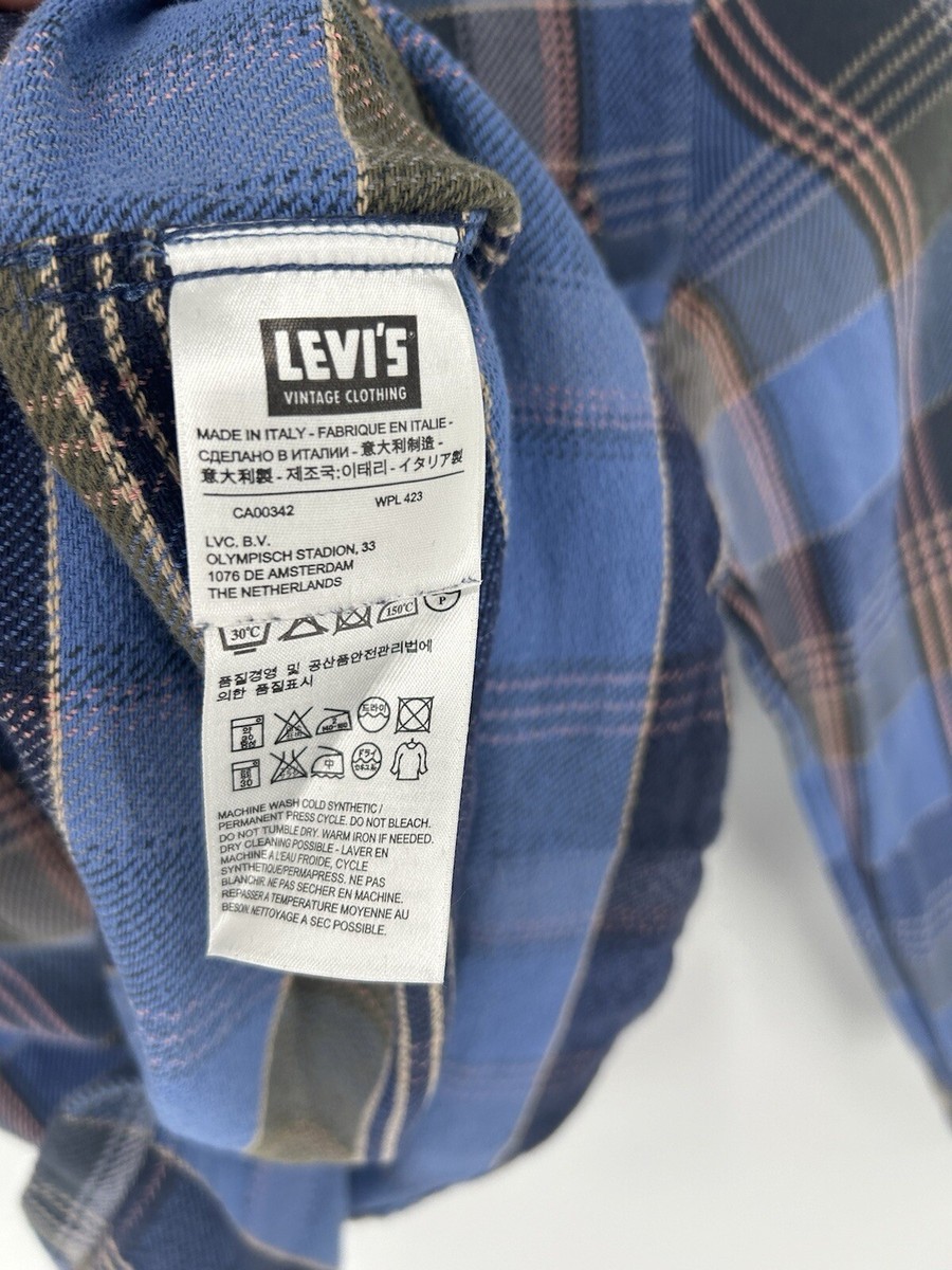 LVC levis vintage clothing Flannel shirt made in italy Shorthorn 1950s mens  XS