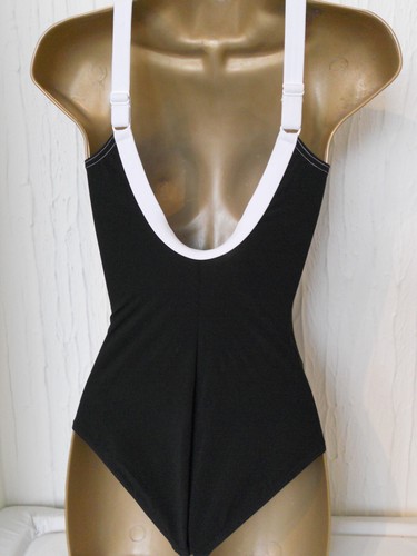 BLACK / WHITE SPEEDO SCULPTURE SWIMSUIT SIZE 10 NEW CONTROL SWIMWEAR - Picture 2 of 4