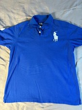 Ralph Lauren Polo Shirt Boys XL Blue Short Sleeve Collared Slit Embroidered Logo