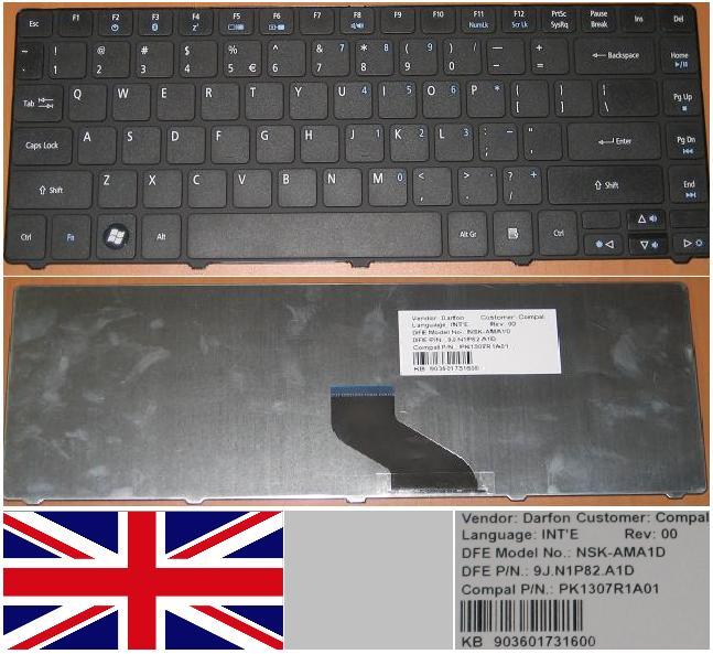 Clavier QWERTY US Acer Aspire 4935 4535 Noir remplacement ordinateur portable