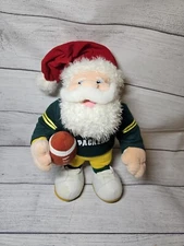 Vtg STUFFINS Green Bay PACKERS SANTA Christmas Plush - 1996-14"-w/ Imperfection