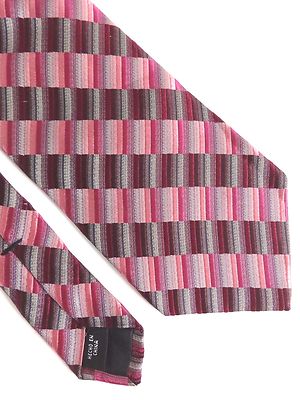 Neu! Croft & Barrow Herren Rosa Lila Gestreift Seidenkrawatte 58 '' Lang 3.5 ''