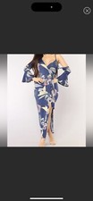 tropical assymmeteical bell sleeve dress 