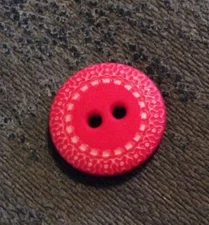 DILL BUTTONS  #231364 RED DECORATIVE ROUND--2 HOLE--15MM-- 8 PIECES