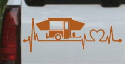 Pop Up Camper Heartbeat Lifeline Car Truck Window Laptop Decal Sticker 10X3.7