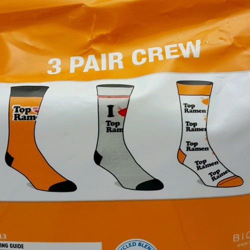 Ramen Noodle Novelty Socks 3 Pair Crew Fits Sock Size 10-13 - Picture 12 of 14