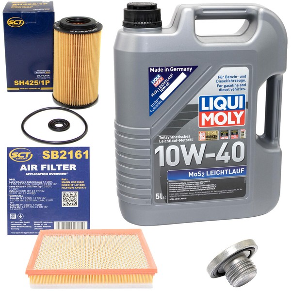 MotoröL Filter Set 10W40 5 L + ÖLablassschraube FüR Opel Astra G CC Zafira A-image