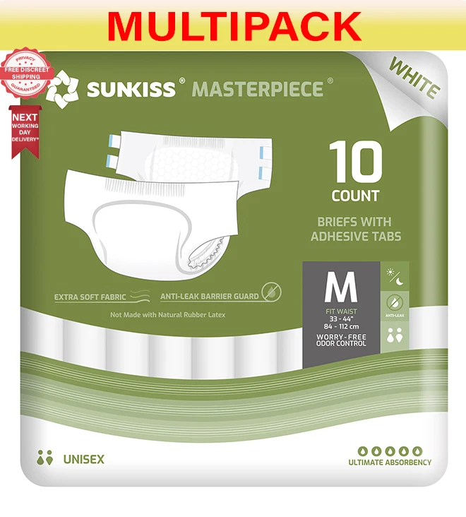40 x SUNKISS Masterpiece Adult Diapers White Ultimate Absorbency M - 4 Packs 10
Opens in a new windo