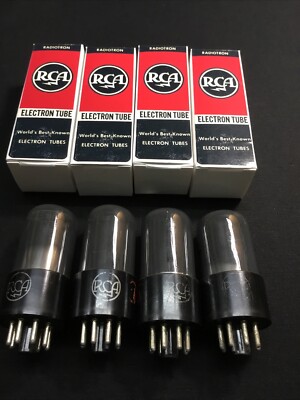 MATCHED QUAD (4) RCA Winged Top 6SN7GT Smoked Glass HICKOK TEST NOS F.7810