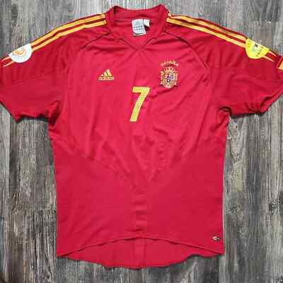 2004 Adidas Spain Home Soccer Jersey Raul Men XL UEFA Eurocup Real