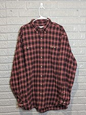 Carhartt Shirt Mens 2XLT Heavy Button Up Plaid Work Flannel Workwear Red