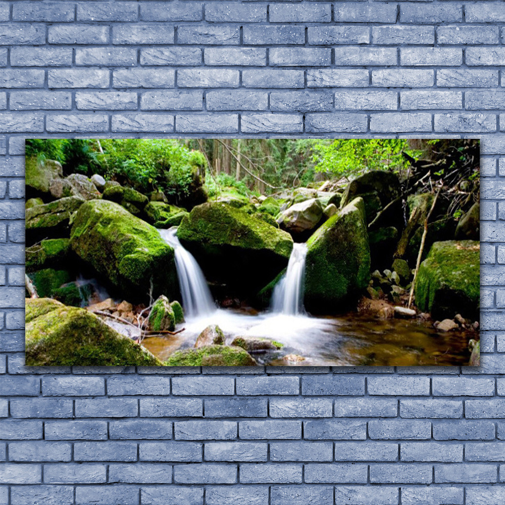 Tableau plexiglas nature cascade 140x70 pour une déco zen de bureau