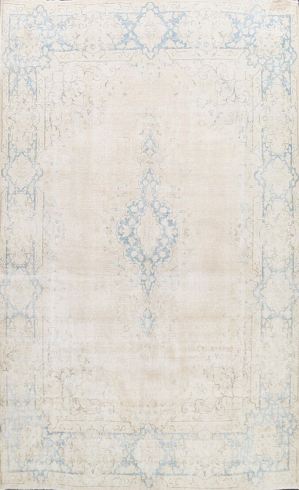 Vintage Traditional Muted Hand-knotted Area Rug Evenly Low Pile Distressed 8x11