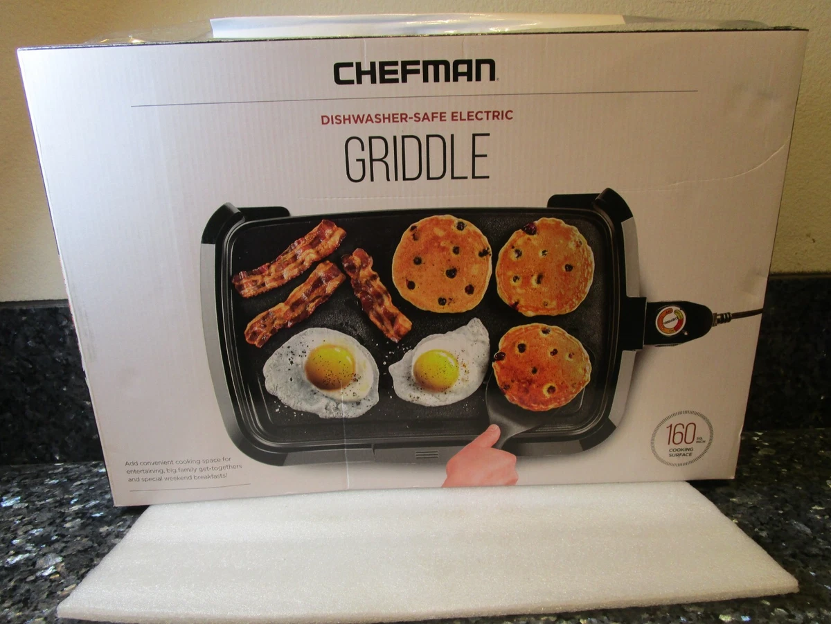 NEW CHEFMAN ELECTRIC GRIDDLE BLACK 16 APPLIANCE DISHWASHER SAFE LARGE  SURFACE