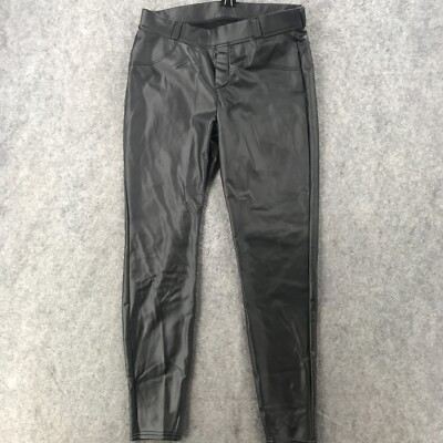 Womens Black Faux Leather Legging Skinny Pants Day/Night Out Stretch Size Large